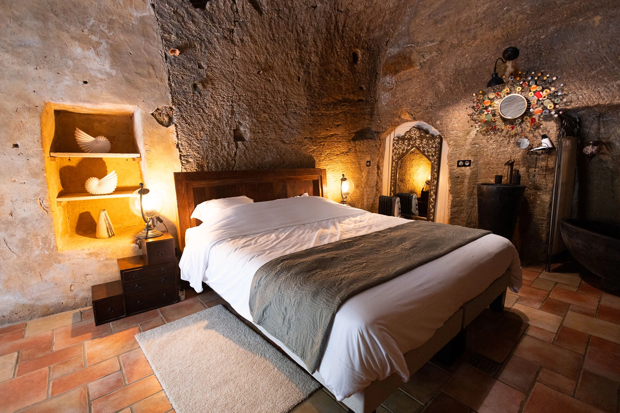 Intérieur de la chambre Le Cocon - Les Voûtes Oubliées